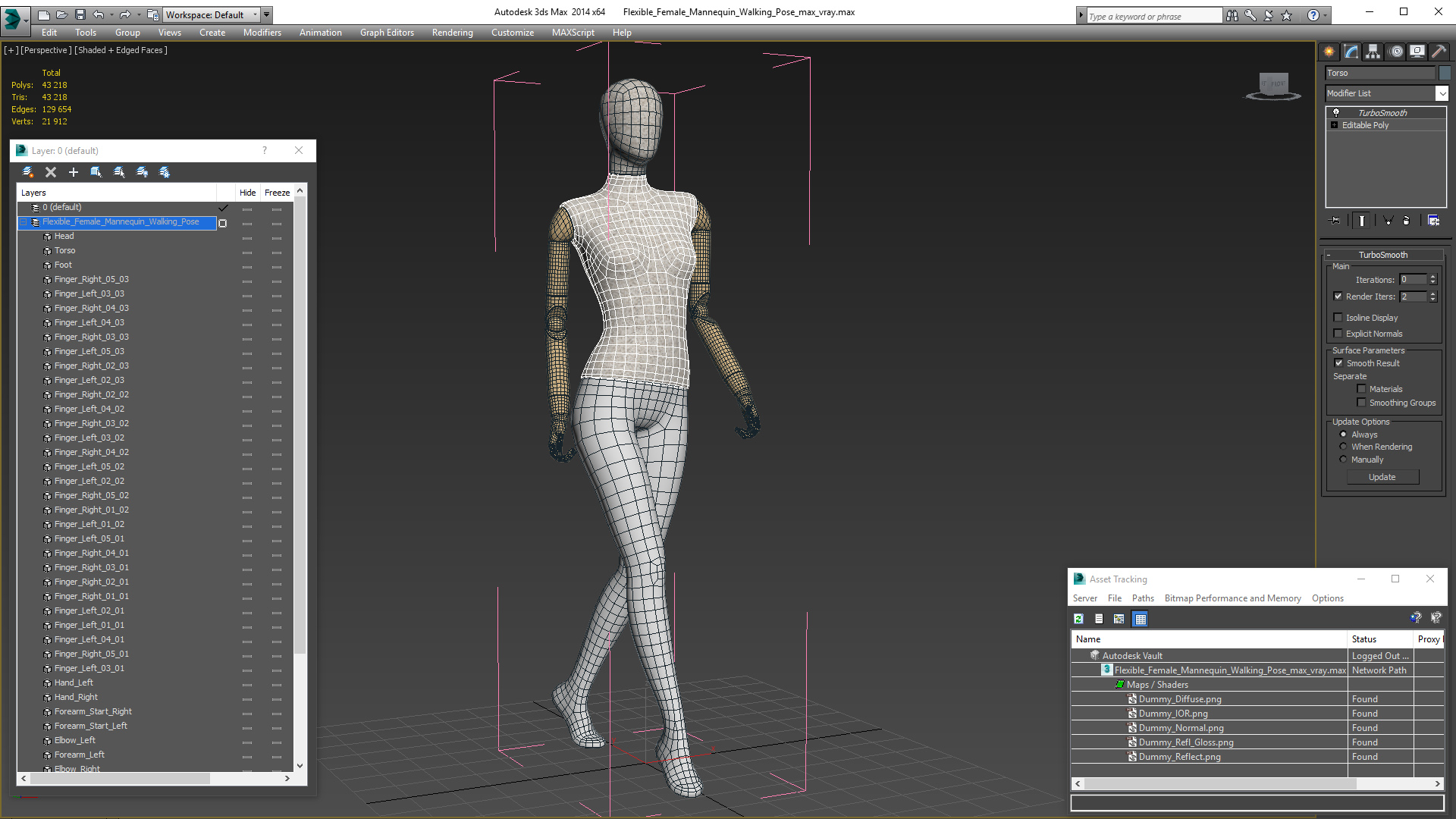 3D Flexible Female Mannequin Walking Pose model