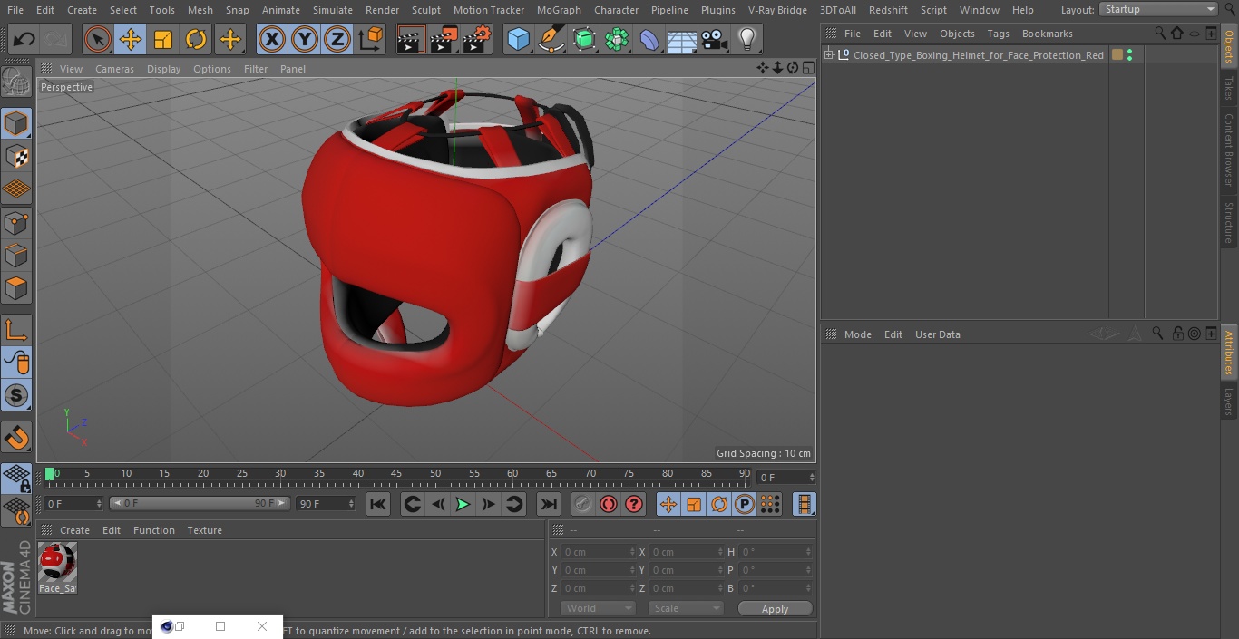 Closed-Type Boxing Helmet for Face Protection Red 3D model