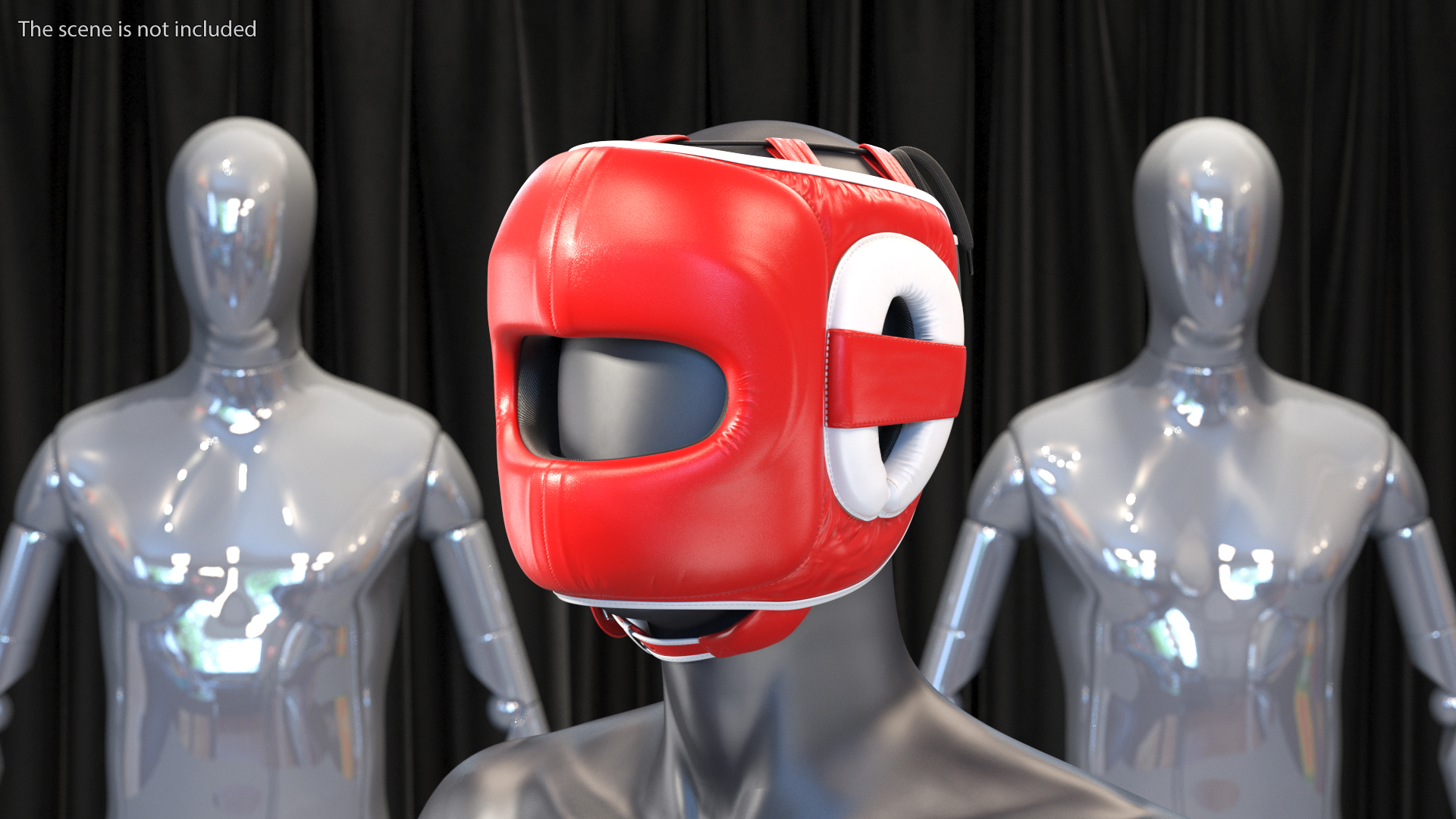 Closed-Type Boxing Helmet for Face Protection Red 3D model