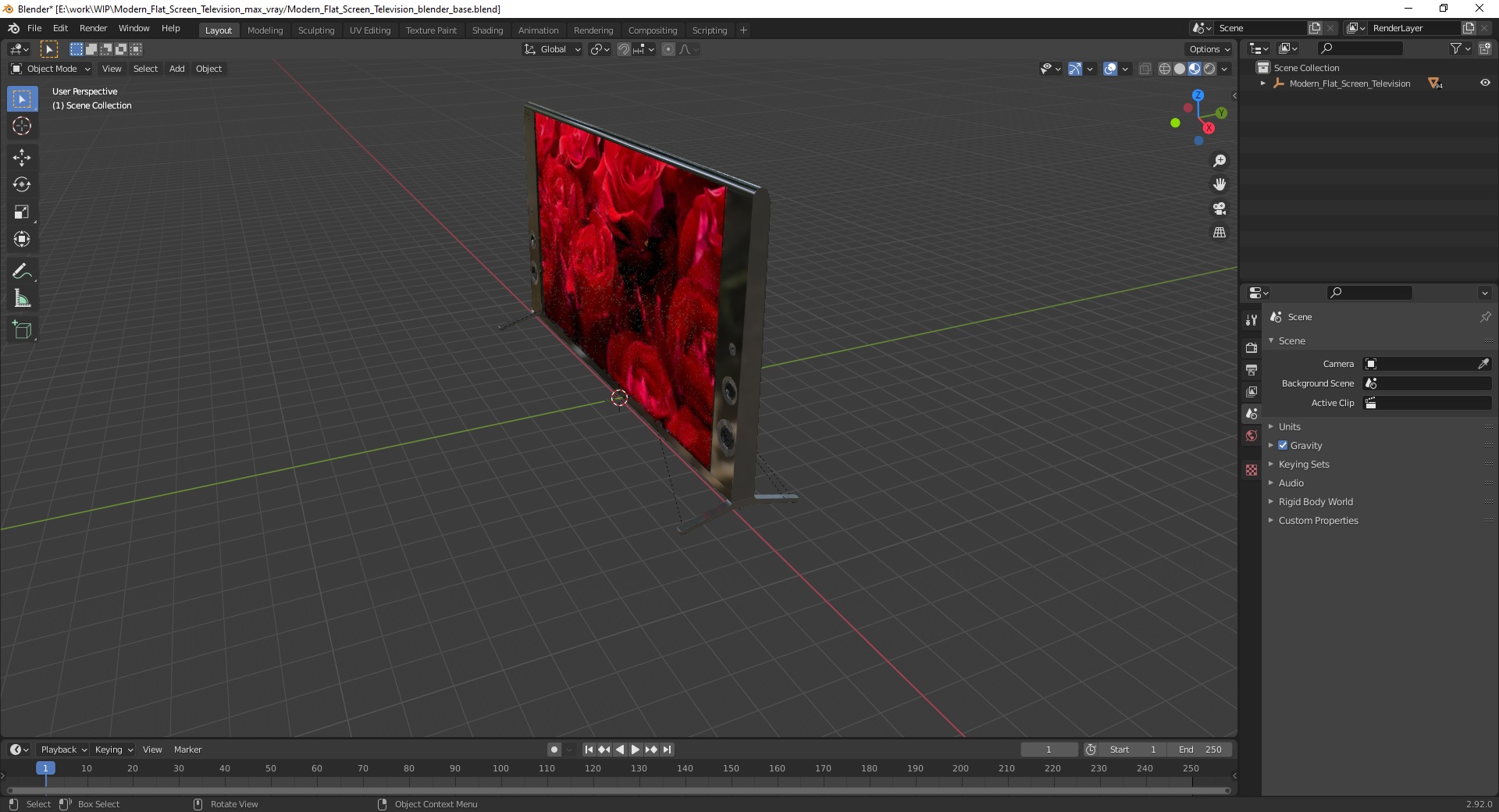 Modern Flat Screen Television 3D model