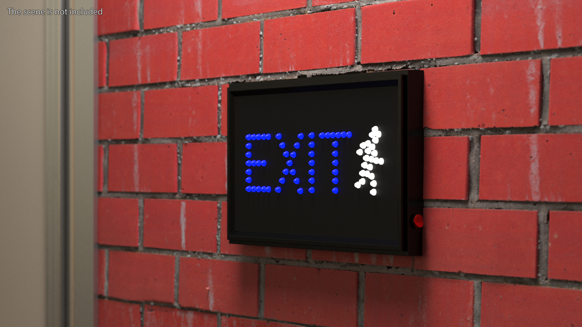 Blue LED Light Exit Sign ON 3D