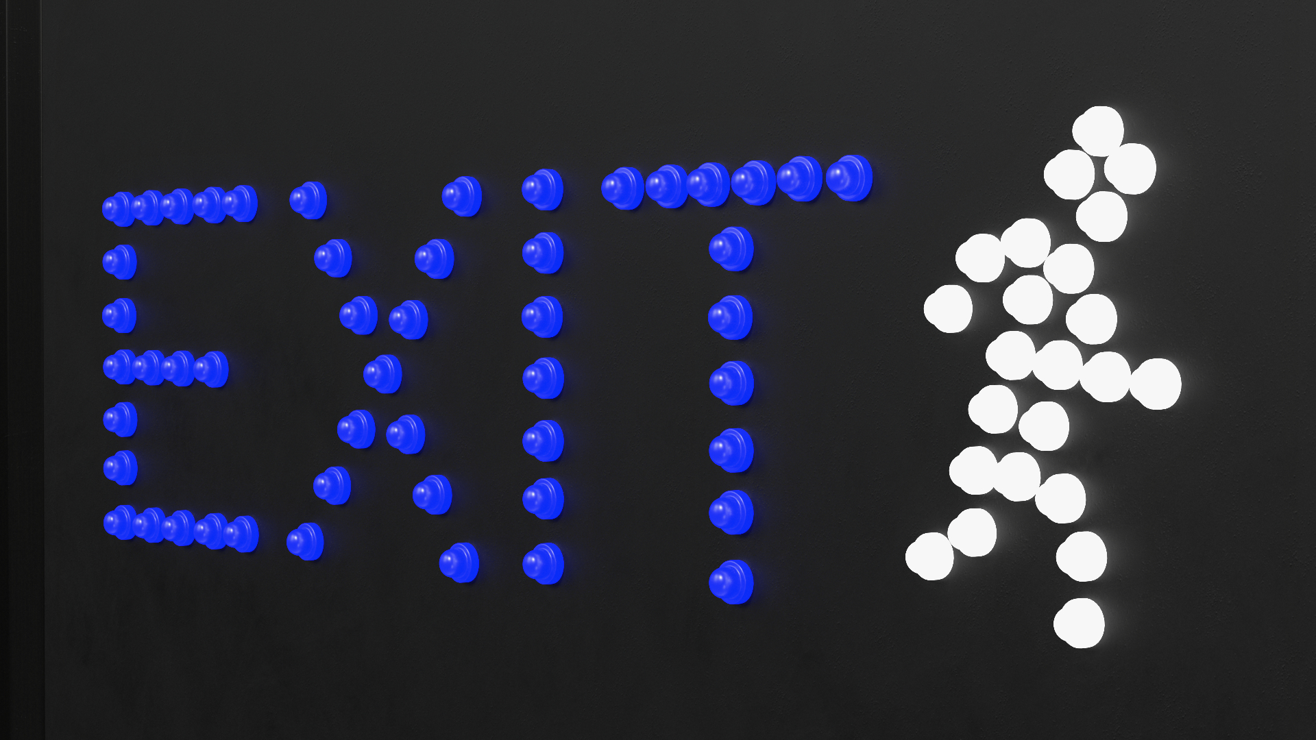 Blue LED Light Exit Sign ON 3D