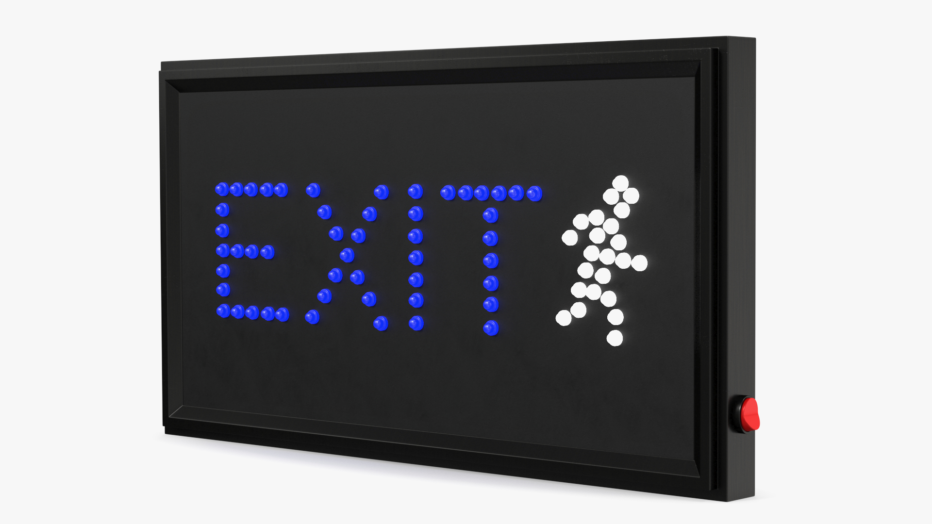 Blue LED Light Exit Sign ON 3D