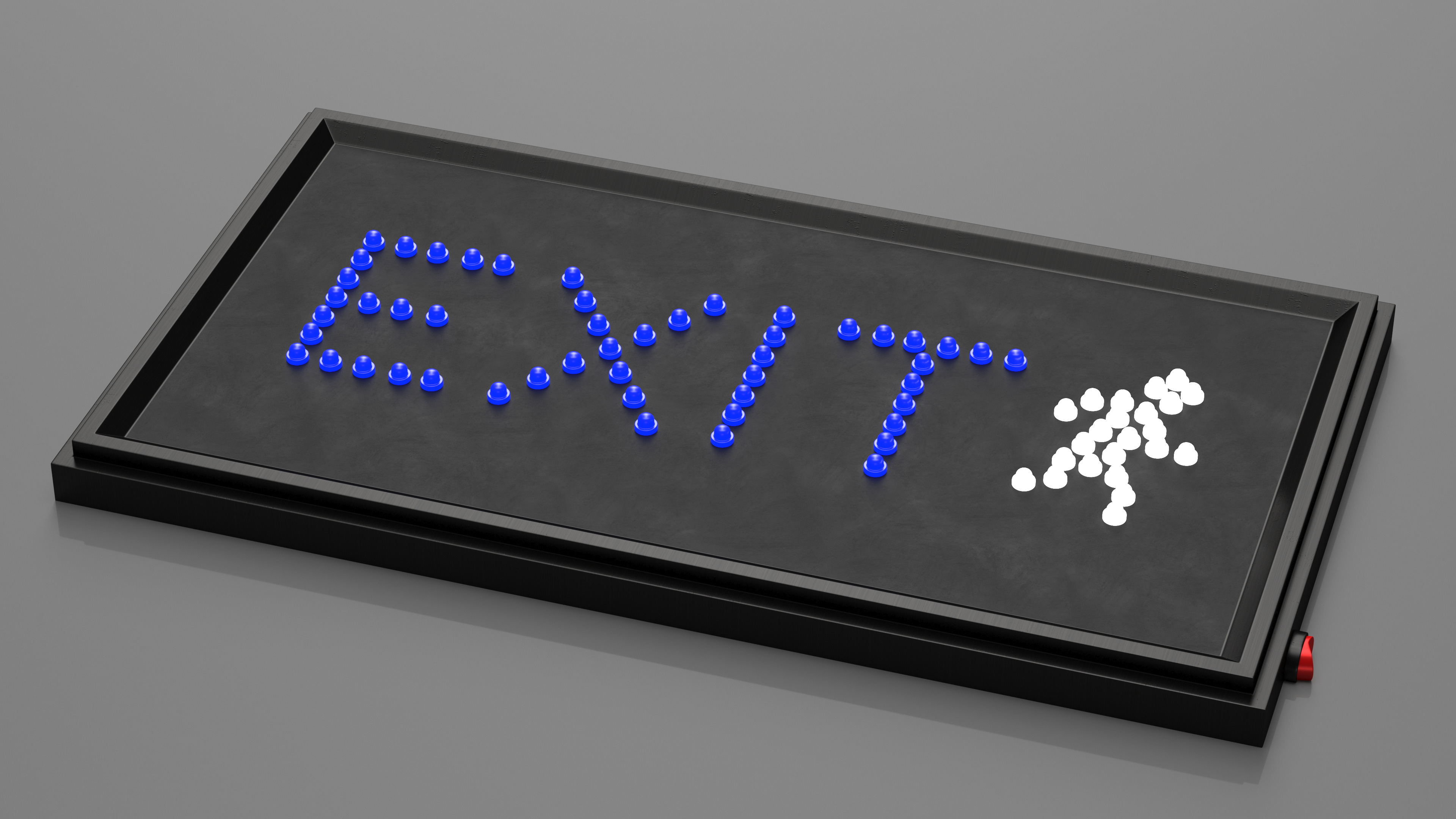 Blue LED Light Exit Sign ON 3D