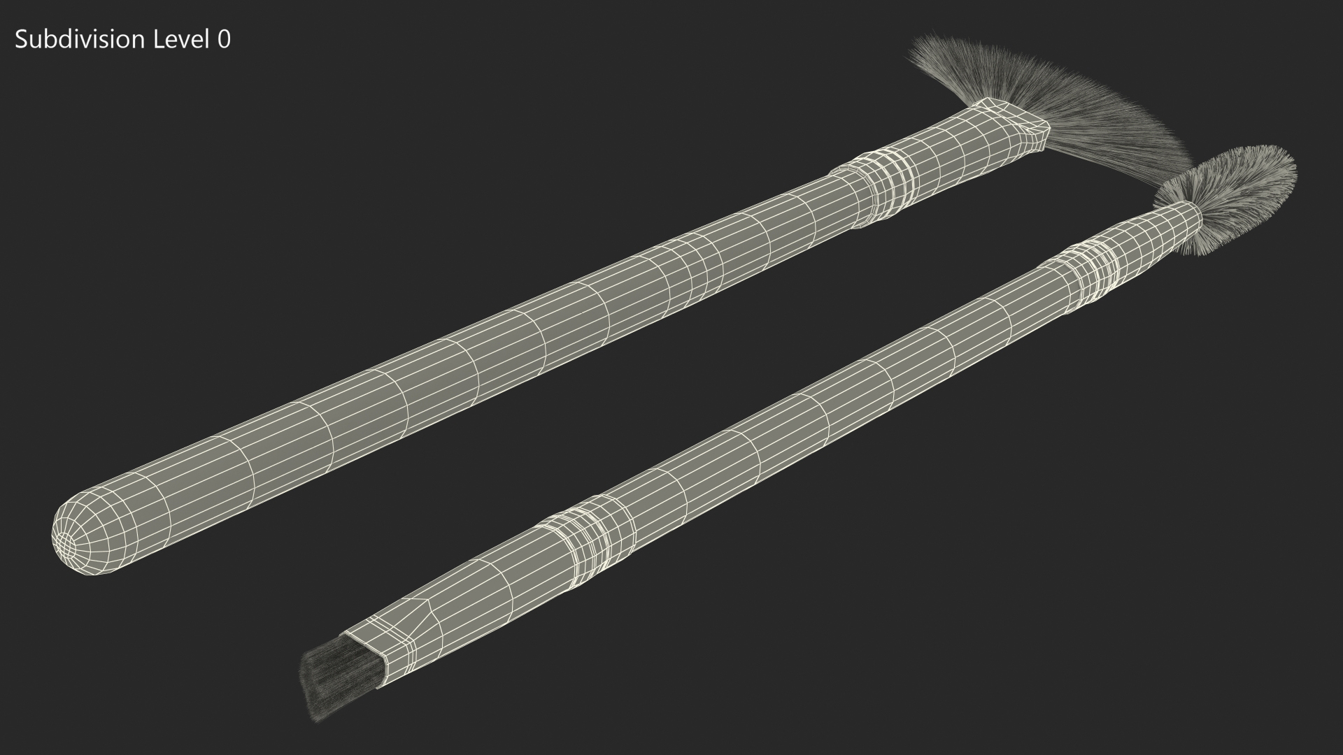 Fan and Eyelash Brush Set Fur 3D model
