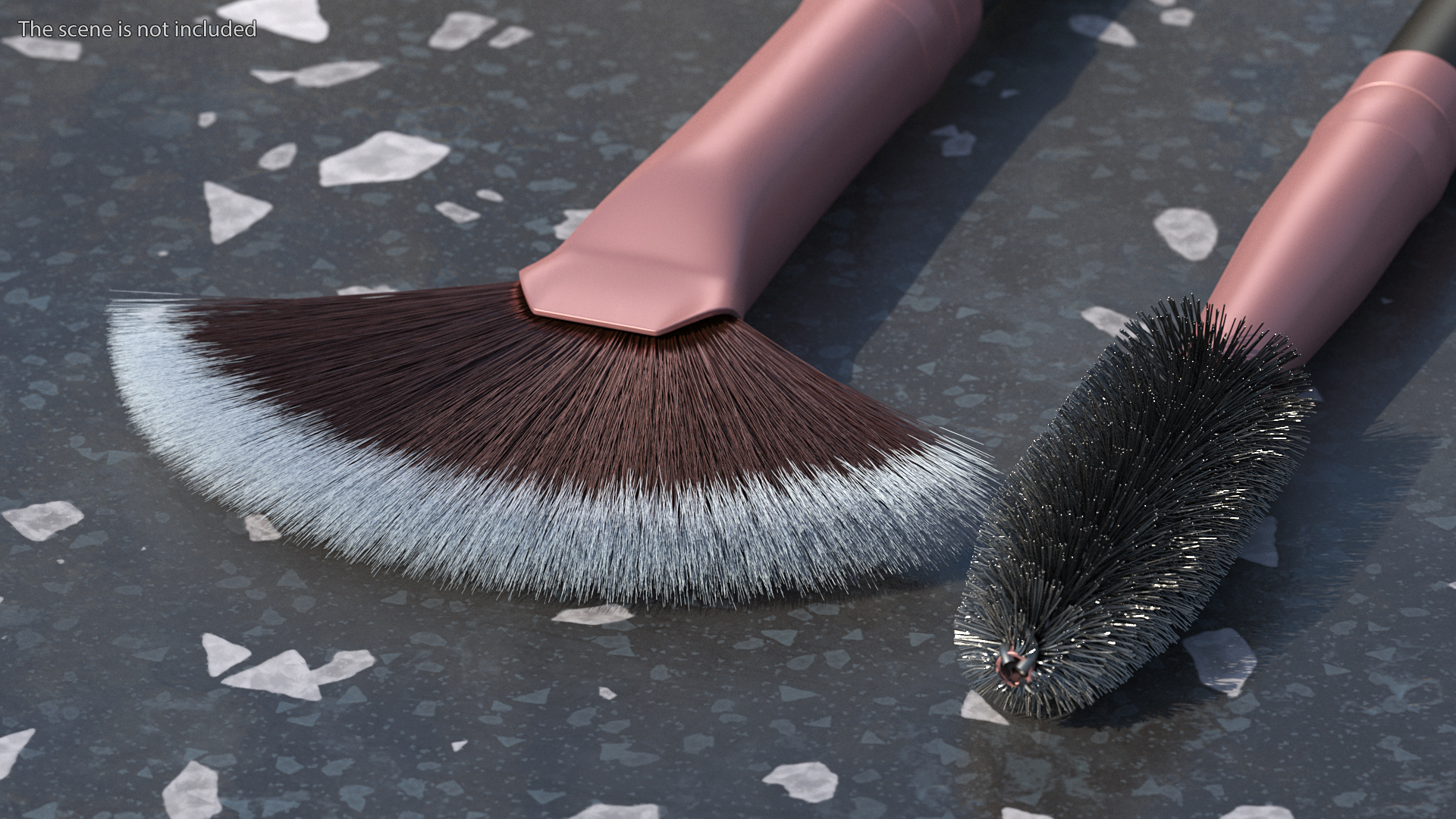 Fan and Eyelash Brush Set Fur 3D model