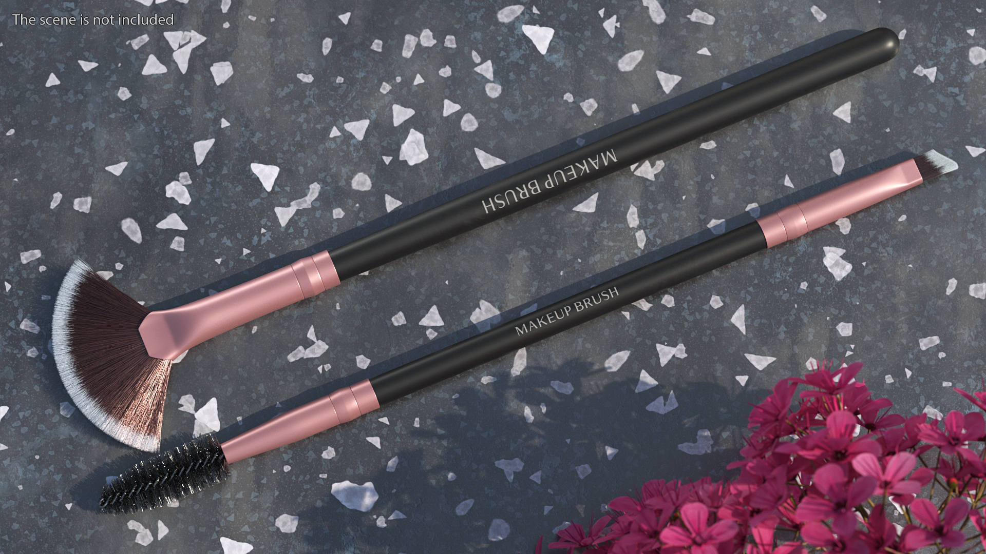 Fan and Eyelash Brush Set Fur 3D model