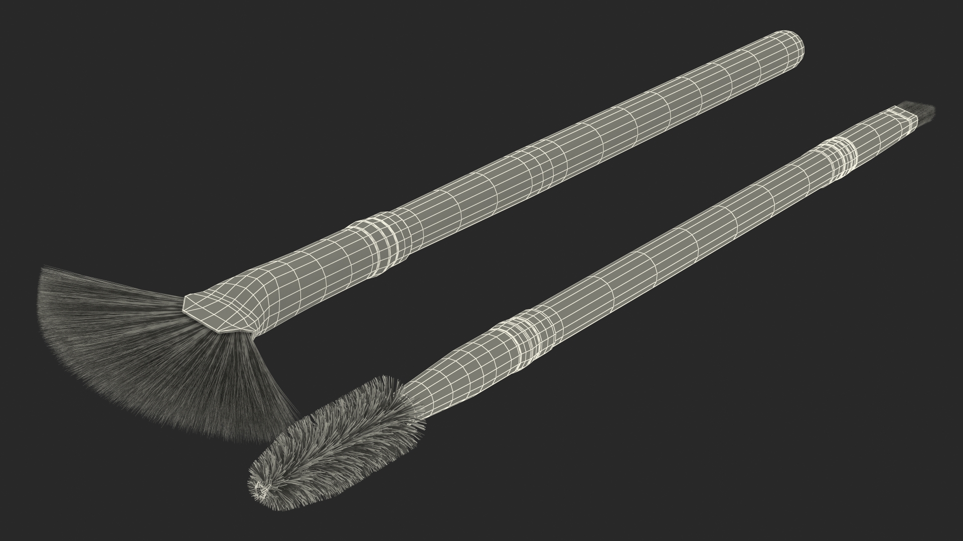 Fan and Eyelash Brush Set Fur 3D model