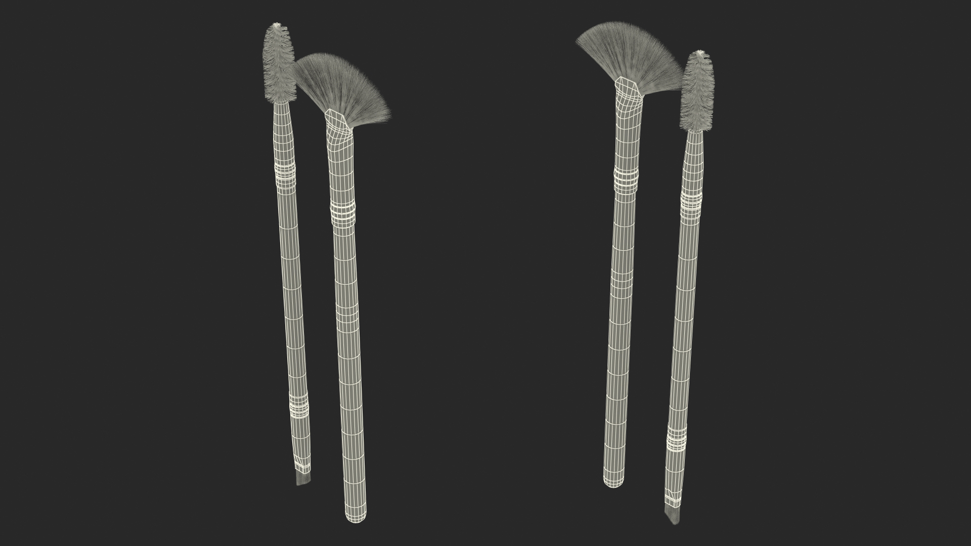 Fan and Eyelash Brush Set Fur 3D model