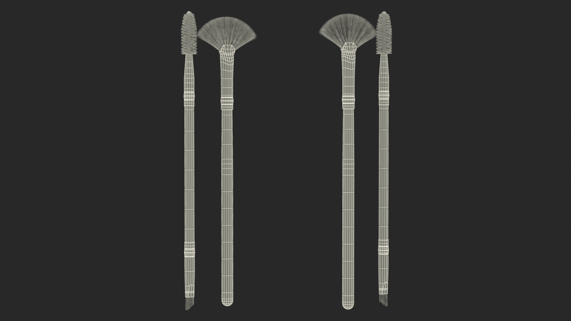 Fan and Eyelash Brush Set Fur 3D model