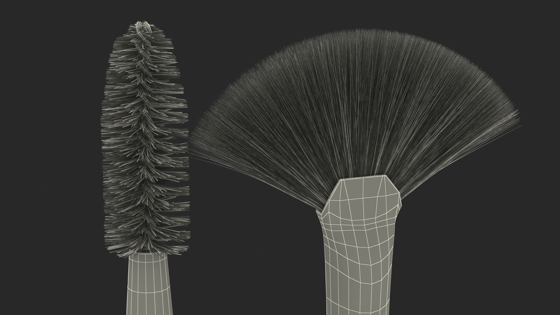 Fan and Eyelash Brush Set Fur 3D model