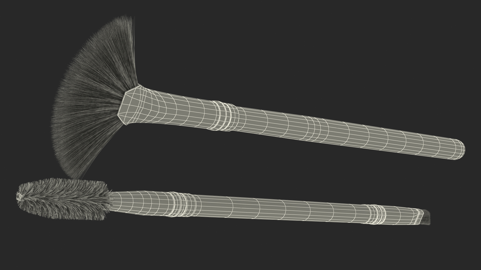 Fan and Eyelash Brush Set Fur 3D model