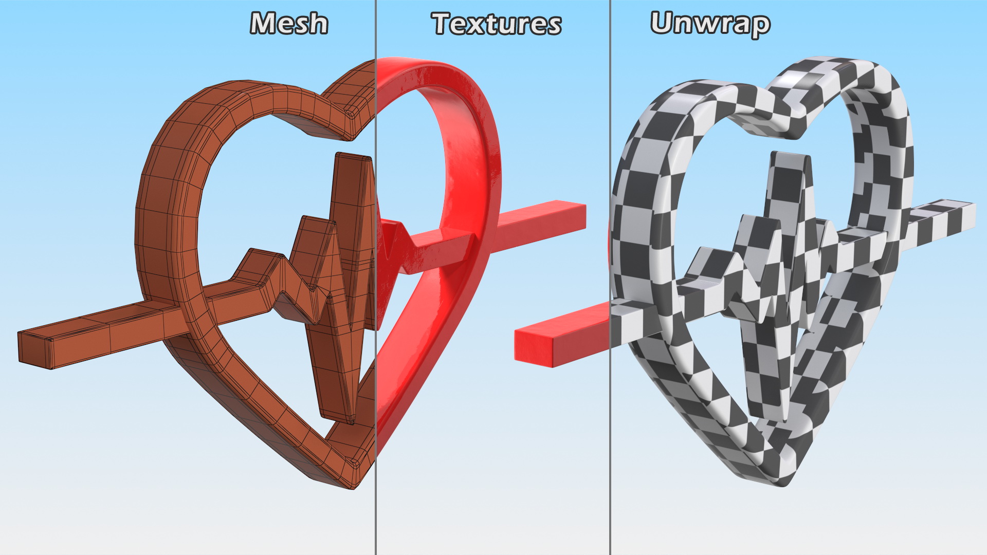 3D model Heartbeat Pulse Logo
