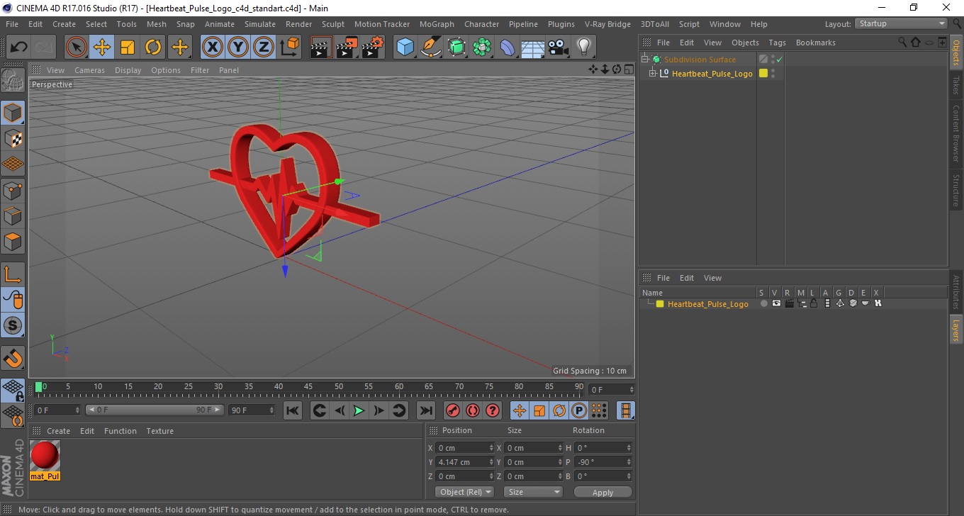 3D model Heartbeat Pulse Logo