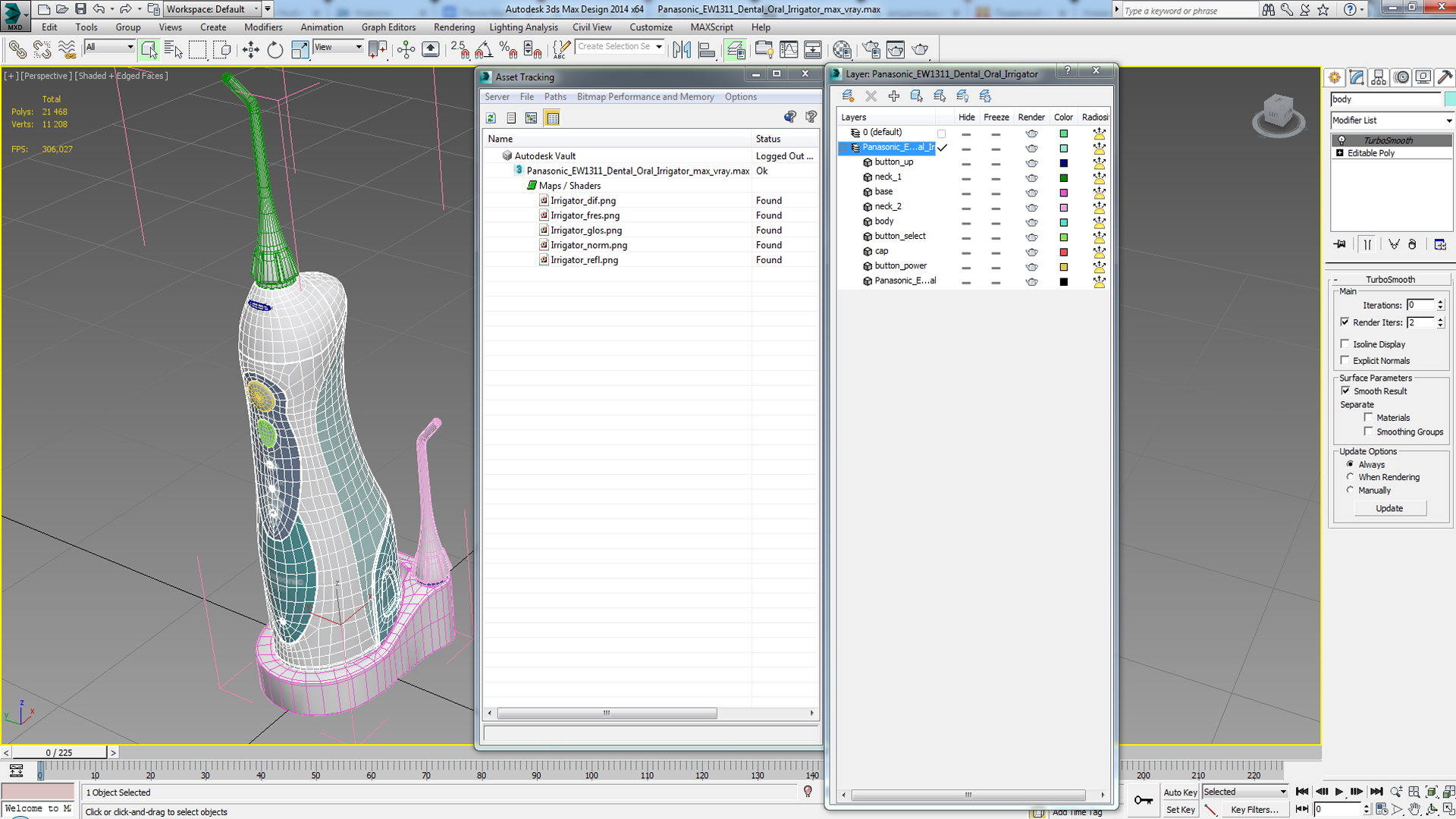 3D Panasonic EW1311 Dental Oral Irrigator model