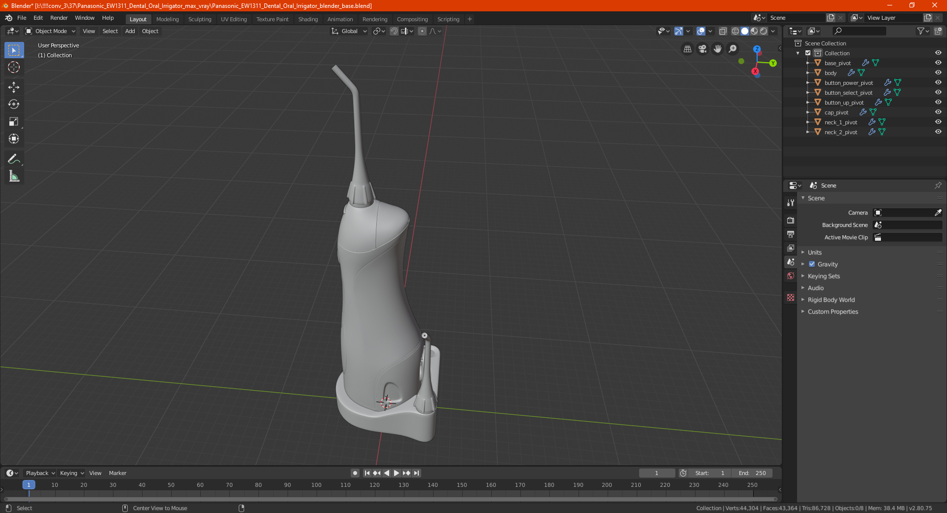 3D Panasonic EW1311 Dental Oral Irrigator model