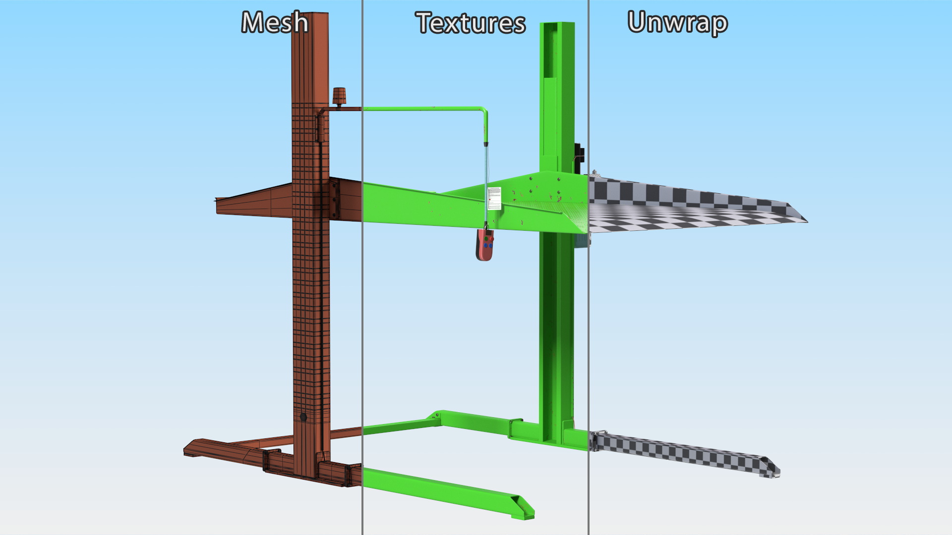 3D Two Post Parking Lift Rigged model