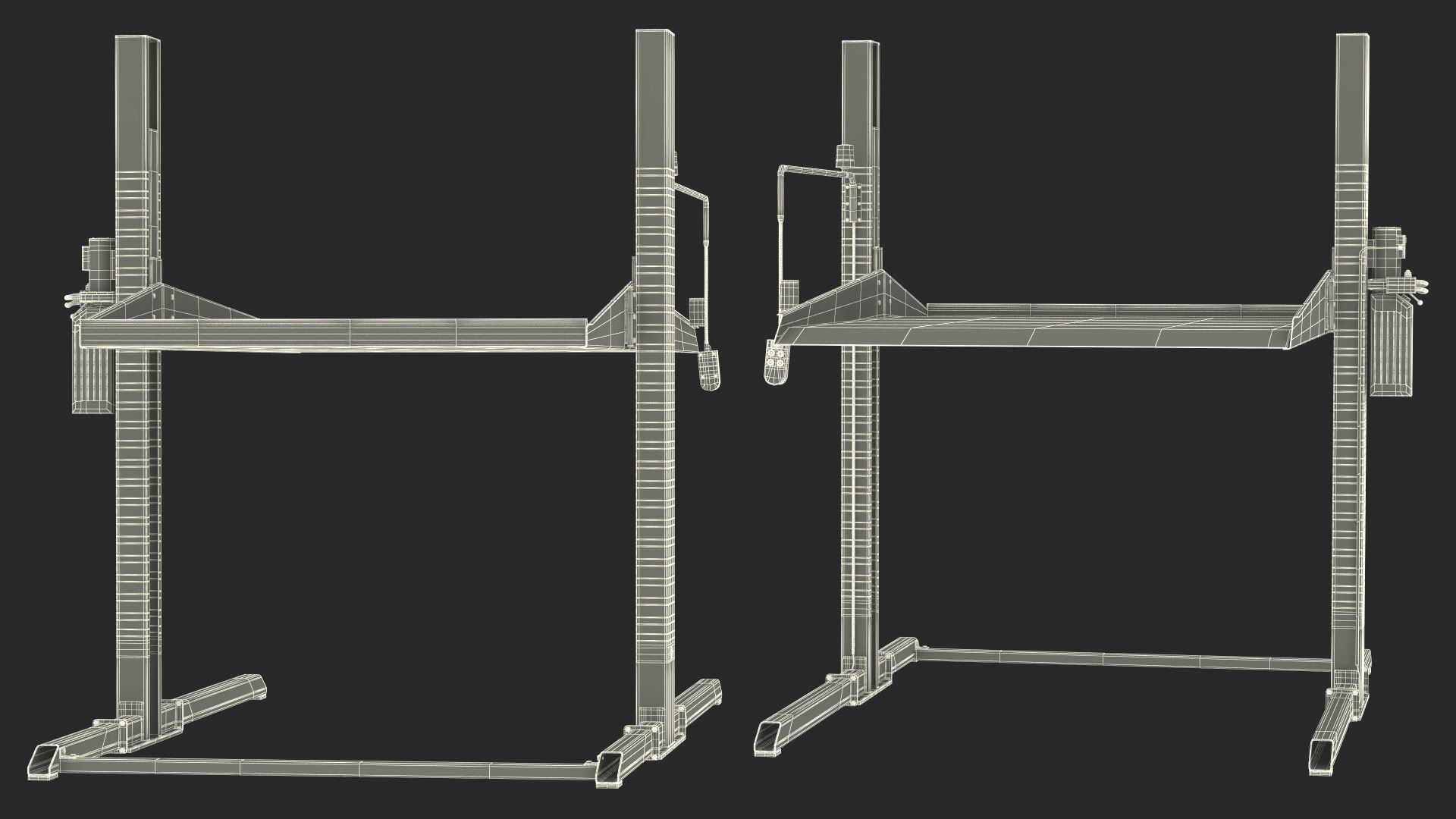 3D Two Post Parking Lift Rigged model