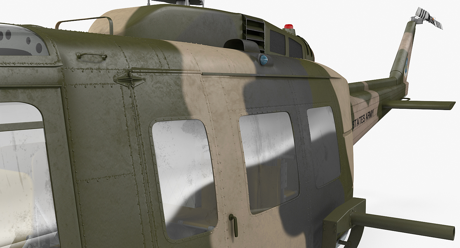 3D model Bell UH 1 Iroquois Camo Rigged