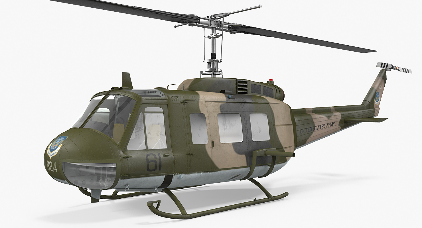 3D model Bell UH 1 Iroquois Camo Rigged