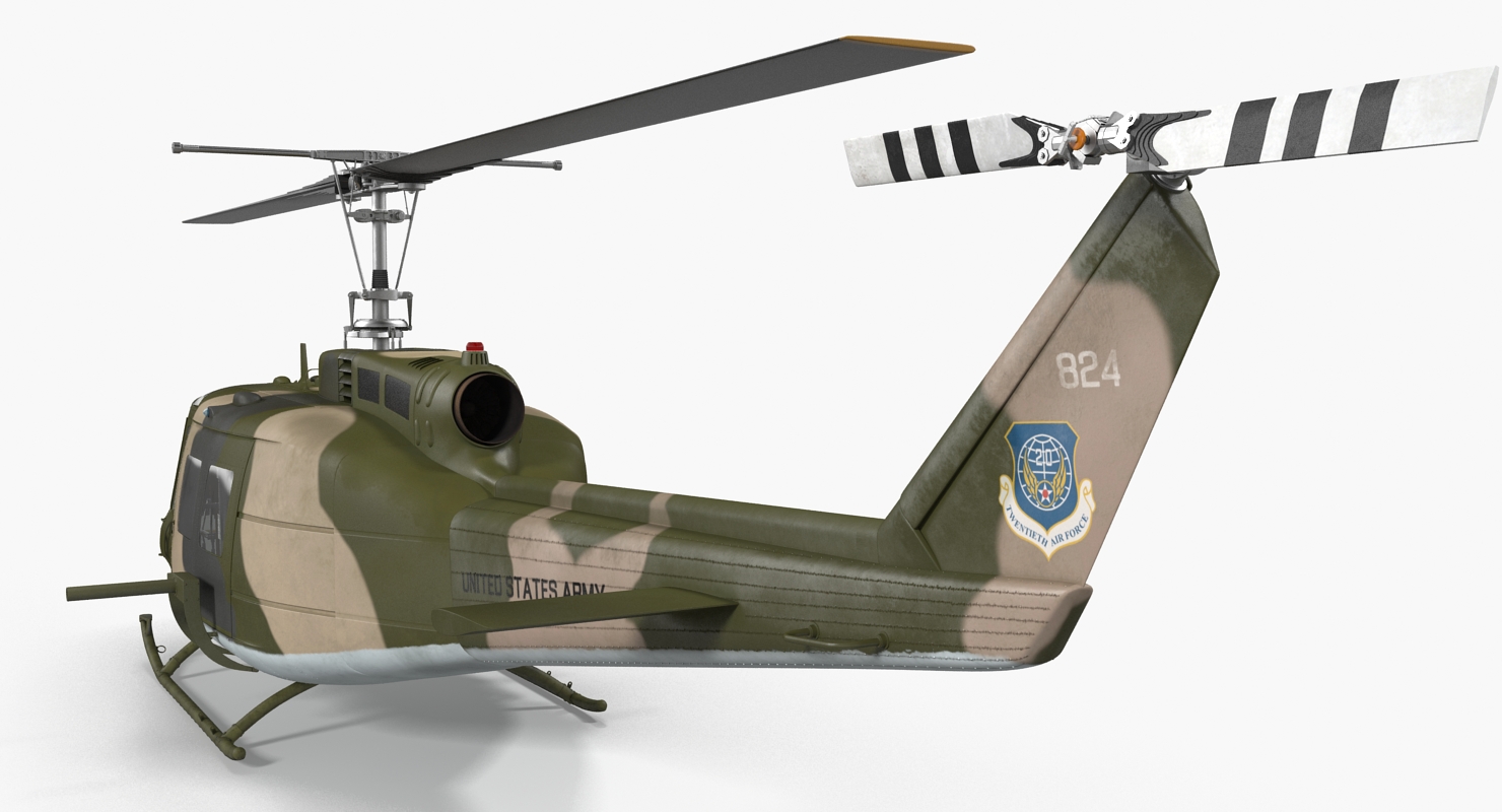 3D model Bell UH 1 Iroquois Camo Rigged