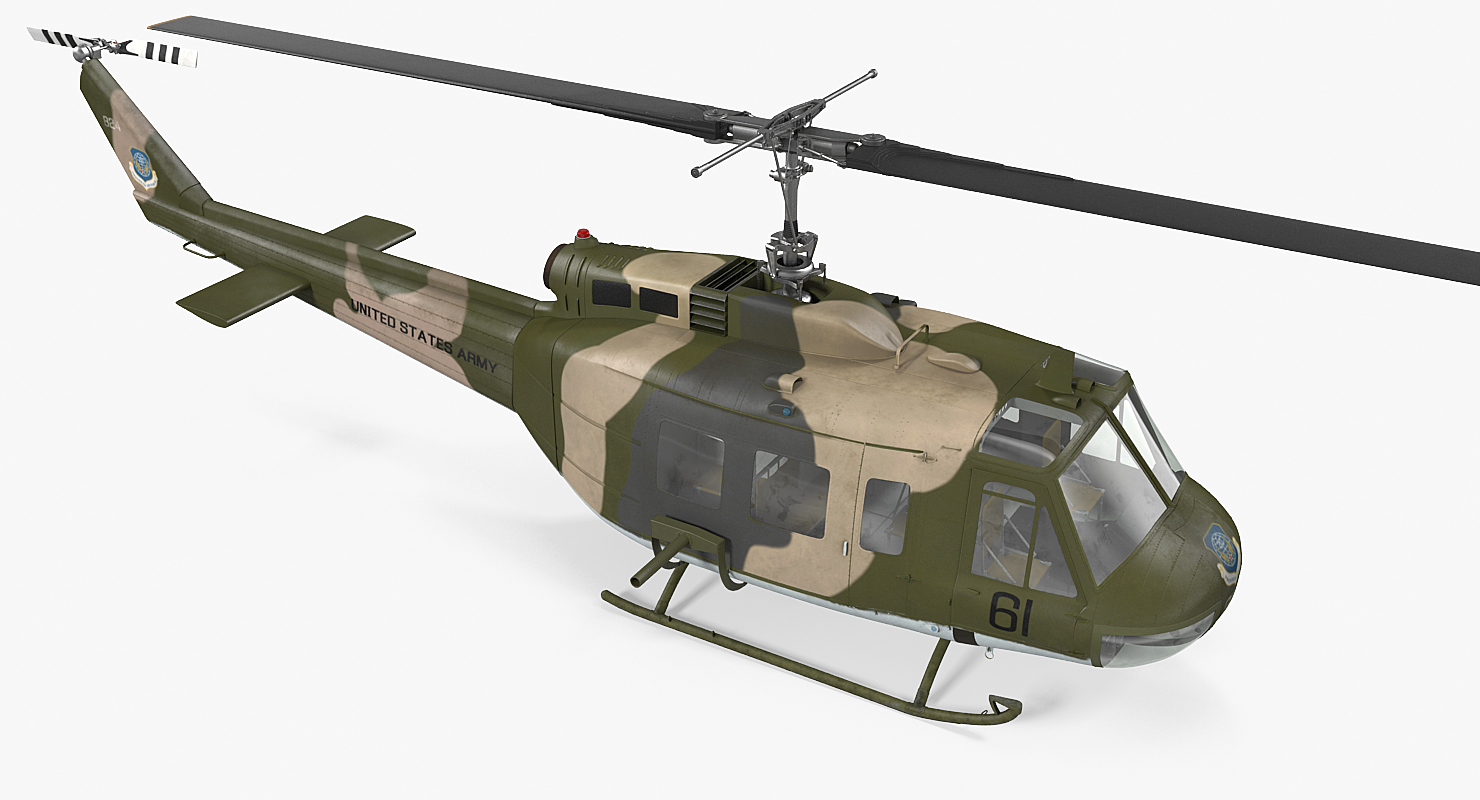 3D model Bell UH 1 Iroquois Camo Rigged