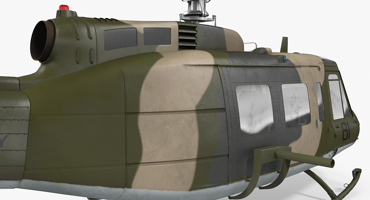 3D model Bell UH 1 Iroquois Camo Rigged