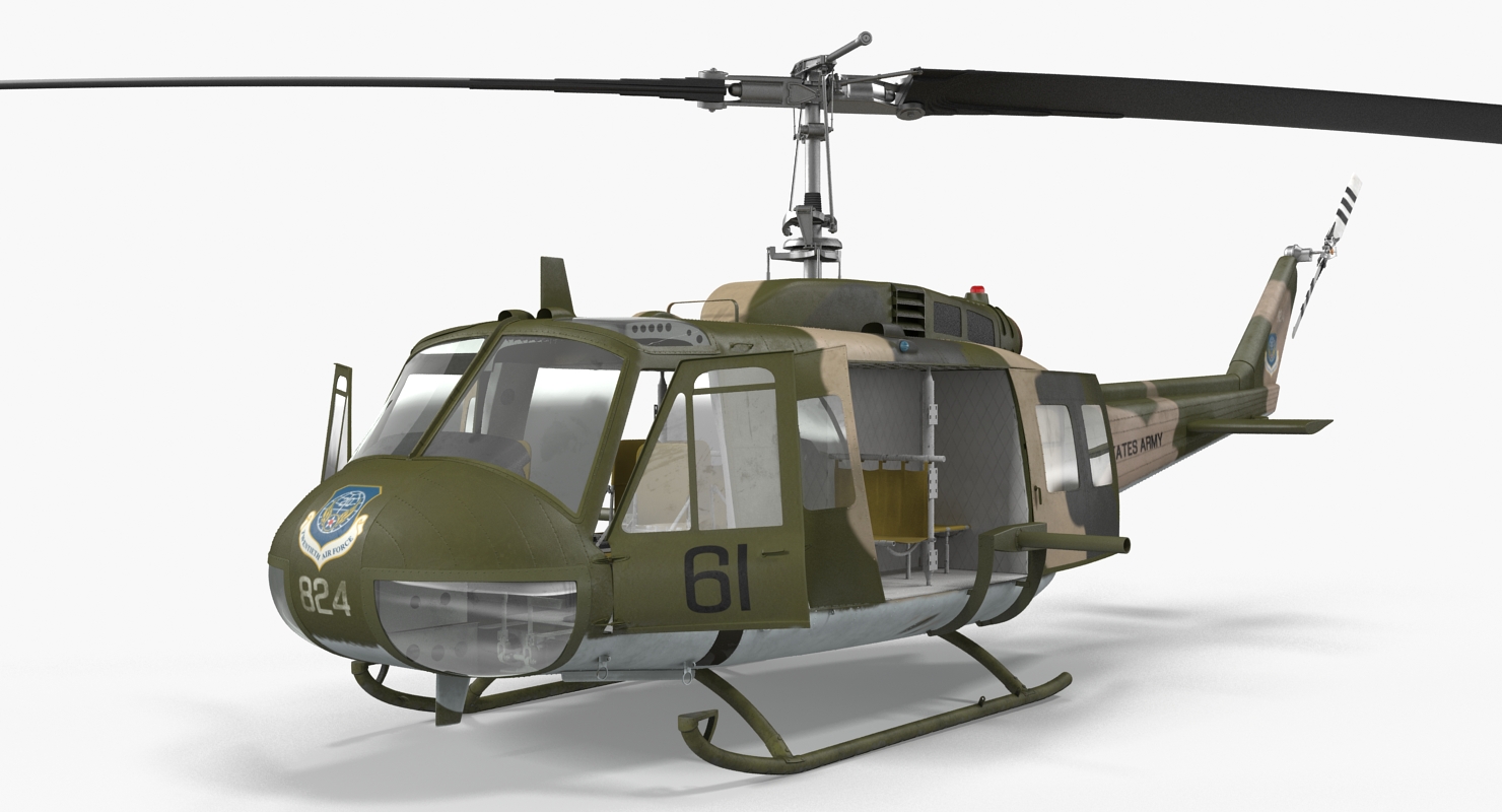 3D model Bell UH 1 Iroquois Camo Rigged