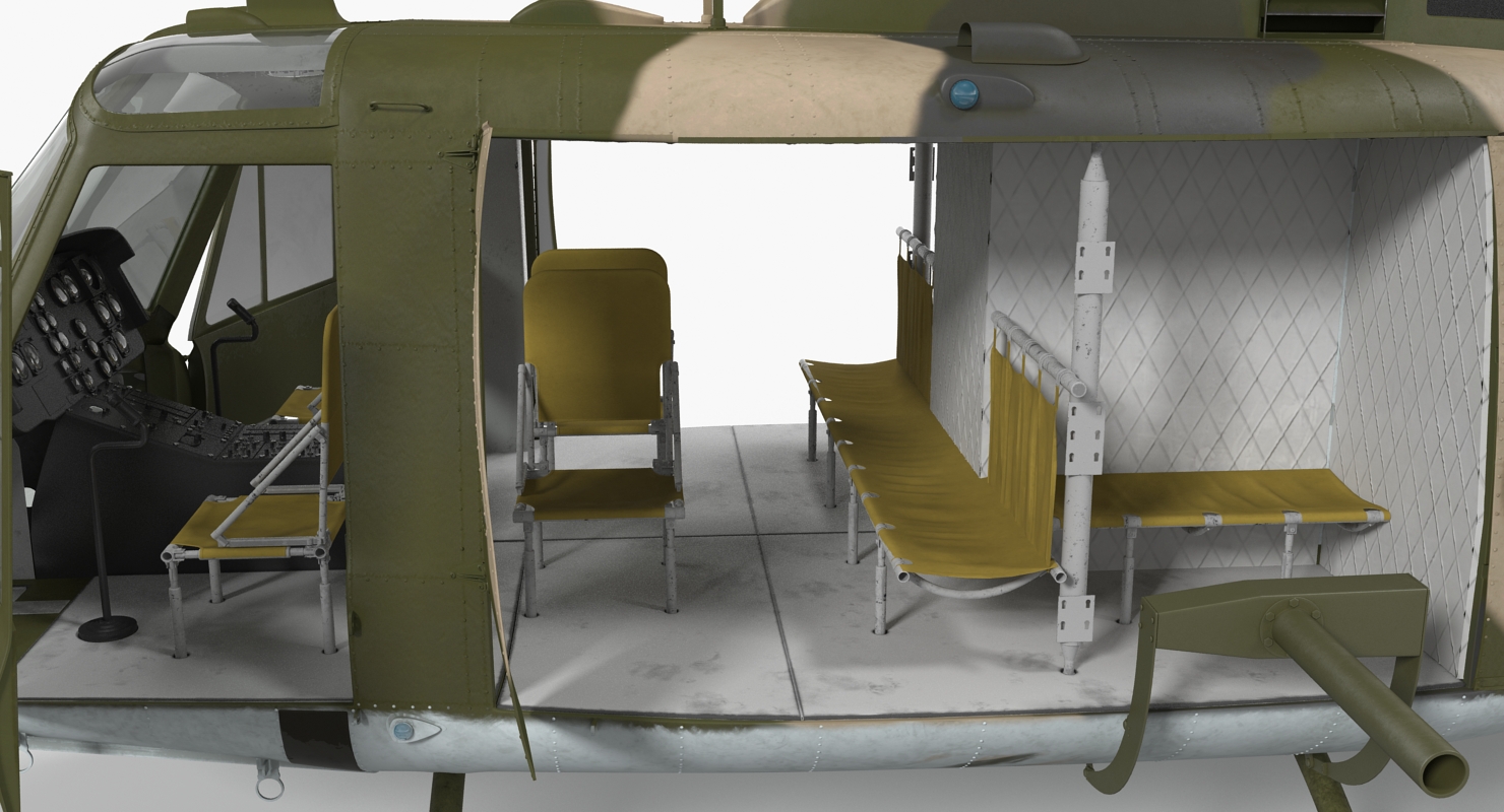 3D model Bell UH 1 Iroquois Camo Rigged
