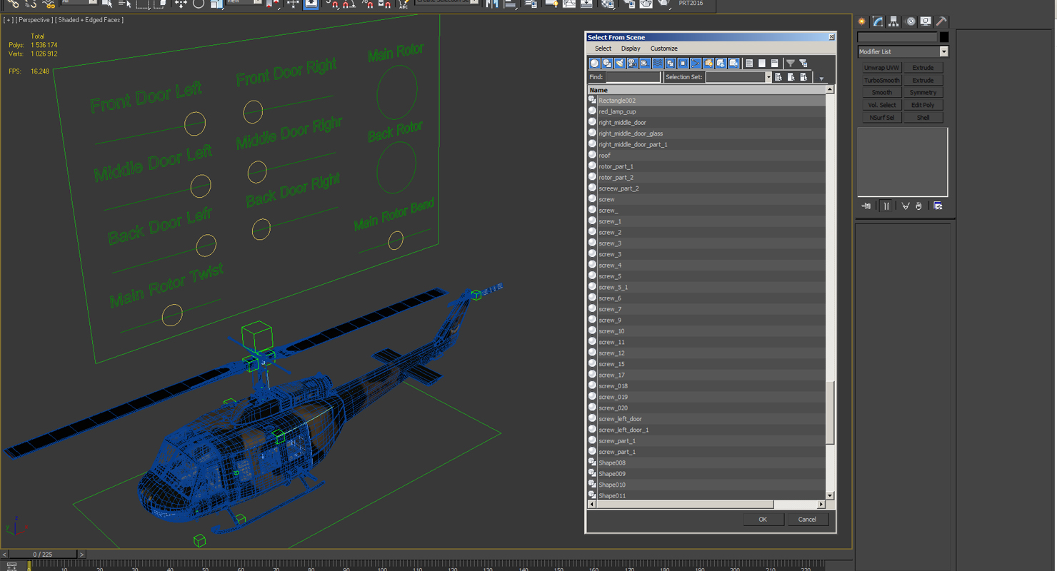 3D model Bell UH 1 Iroquois Camo Rigged