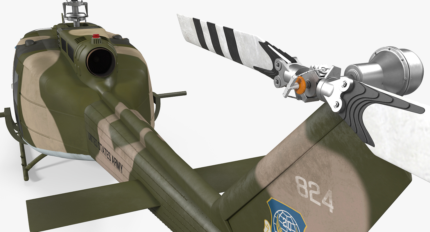3D model Bell UH 1 Iroquois Camo Rigged