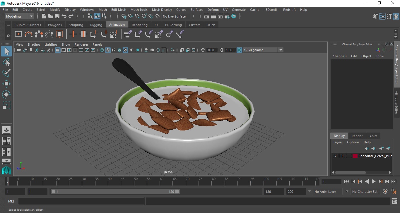 Chocolate Cereal Pillows in Bowl with Milk 3D