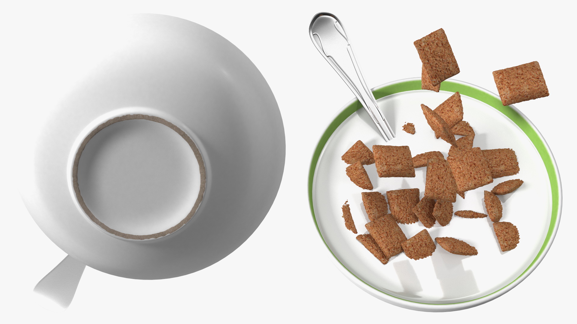 Chocolate Cereal Pillows in Bowl with Milk 3D