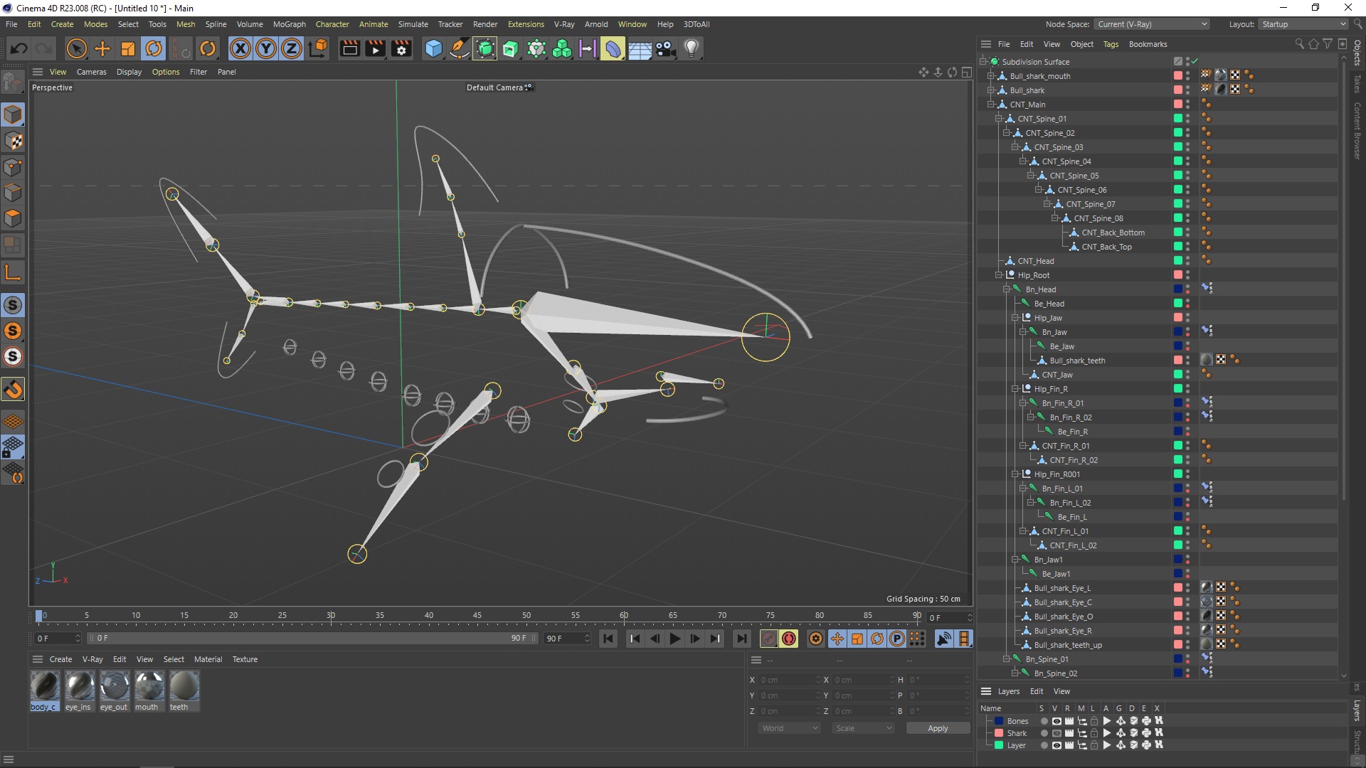 3D Realistic Bull Shark Rigged for Cinema 4D
