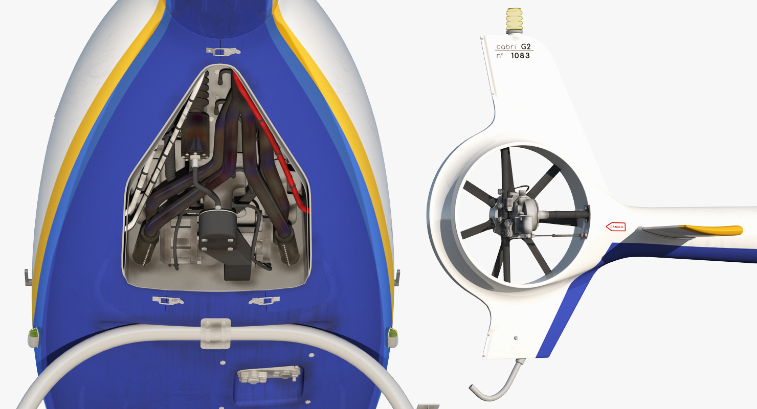 3D Training Helicopter Guimbal Cabri G2 Rigged model