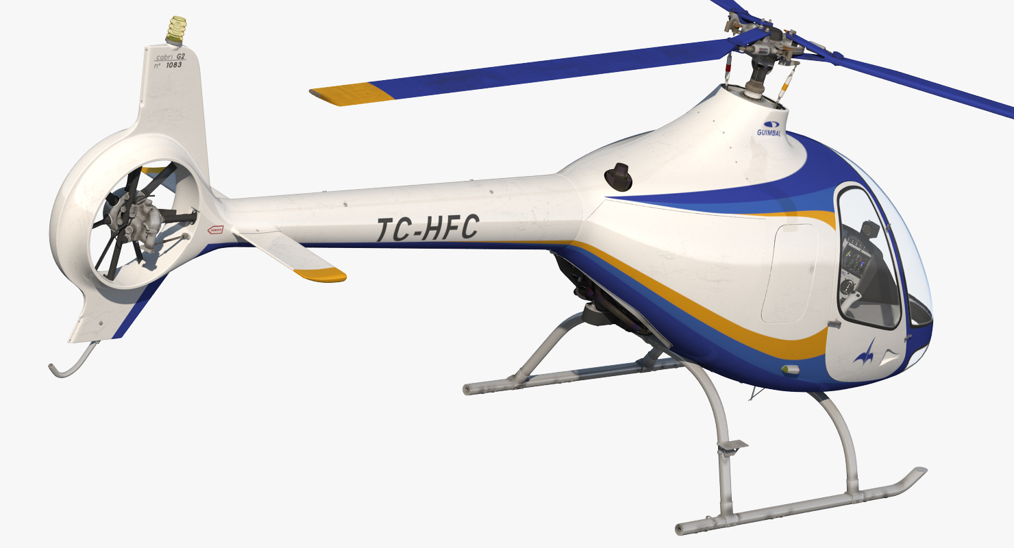 3D Training Helicopter Guimbal Cabri G2 Rigged model