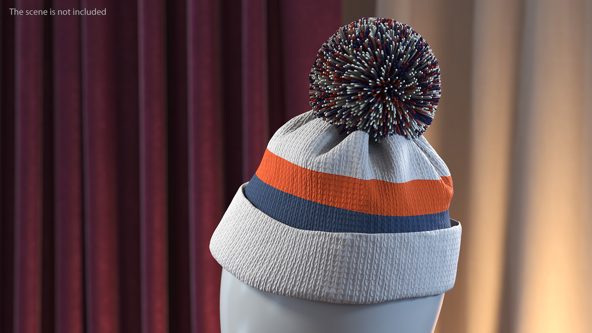 3D Winter Hat With Pompom White model