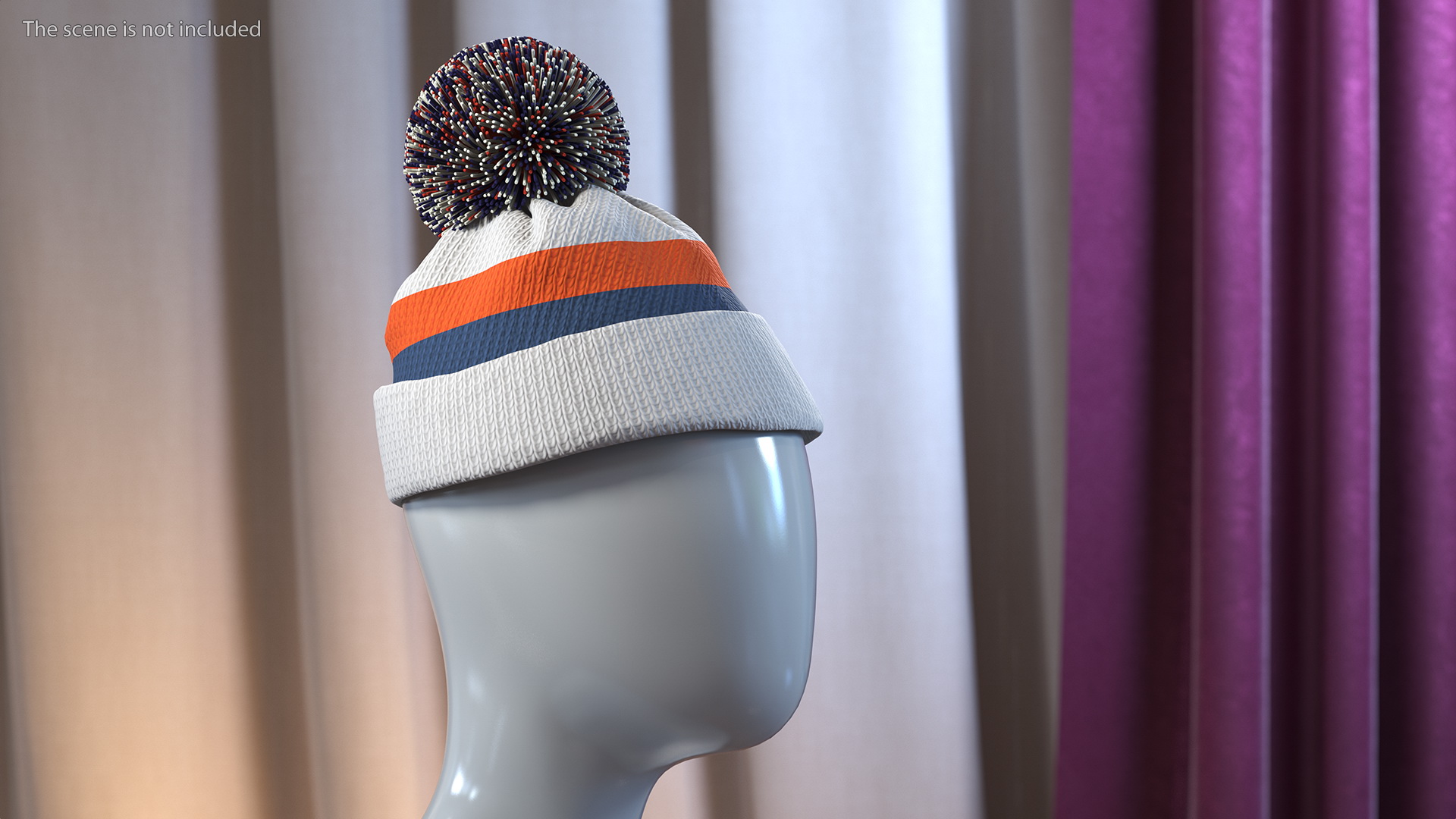 3D Winter Hat With Pompom White model