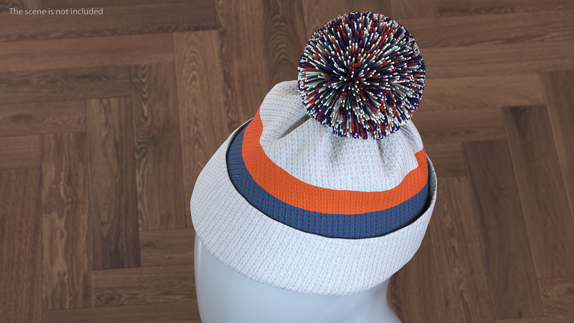 3D Winter Hat With Pompom White model