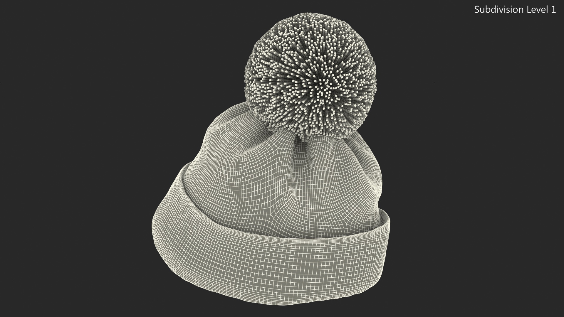 3D Winter Hat With Pompom White model