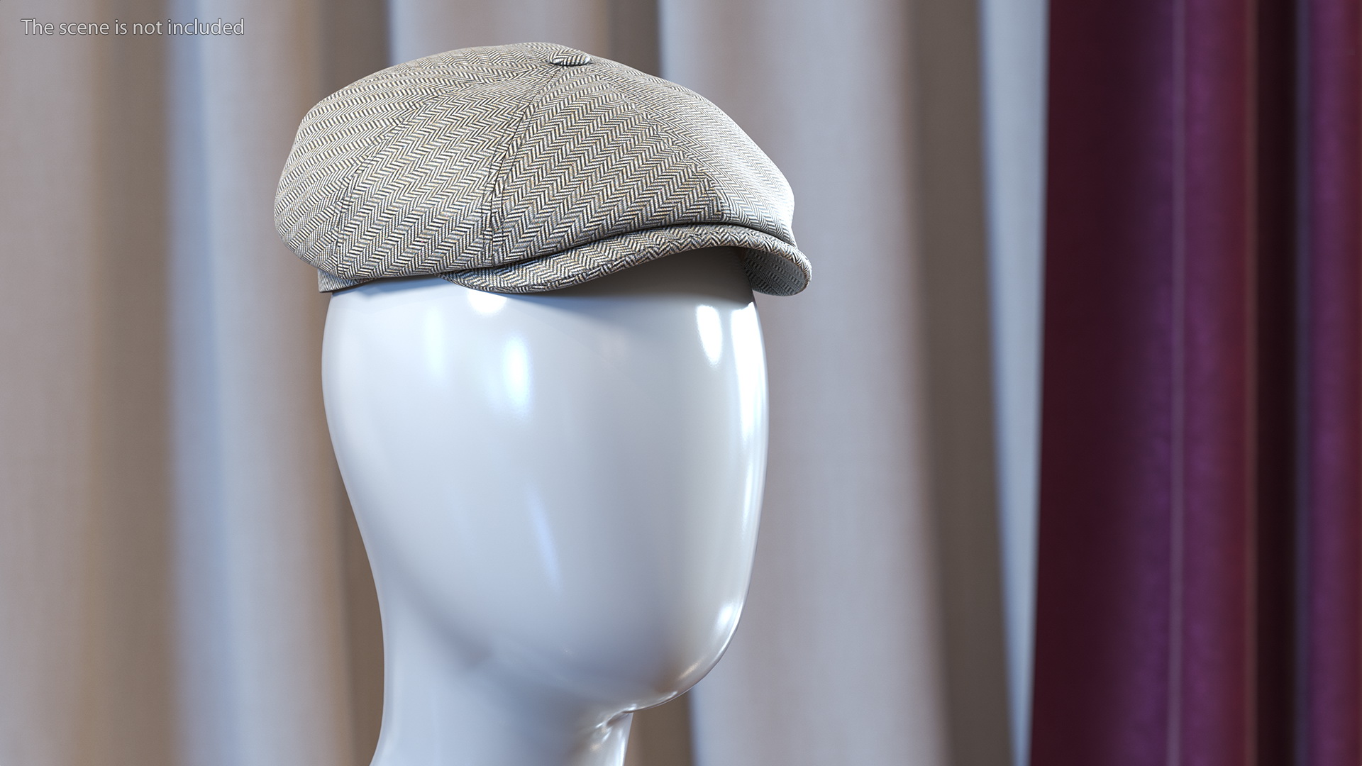 3D Wool Flat Cap Grey model