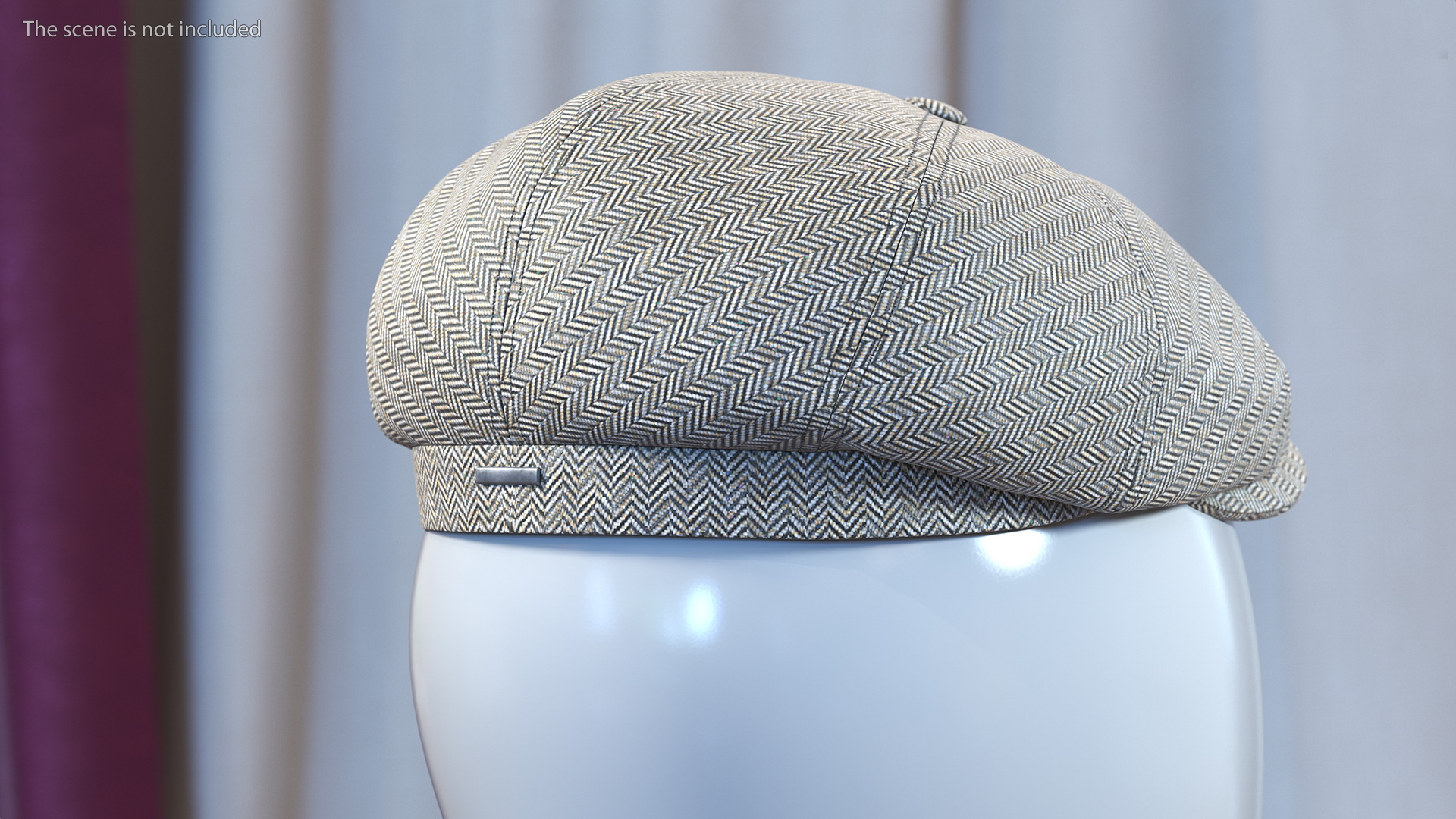 3D Wool Flat Cap Grey model