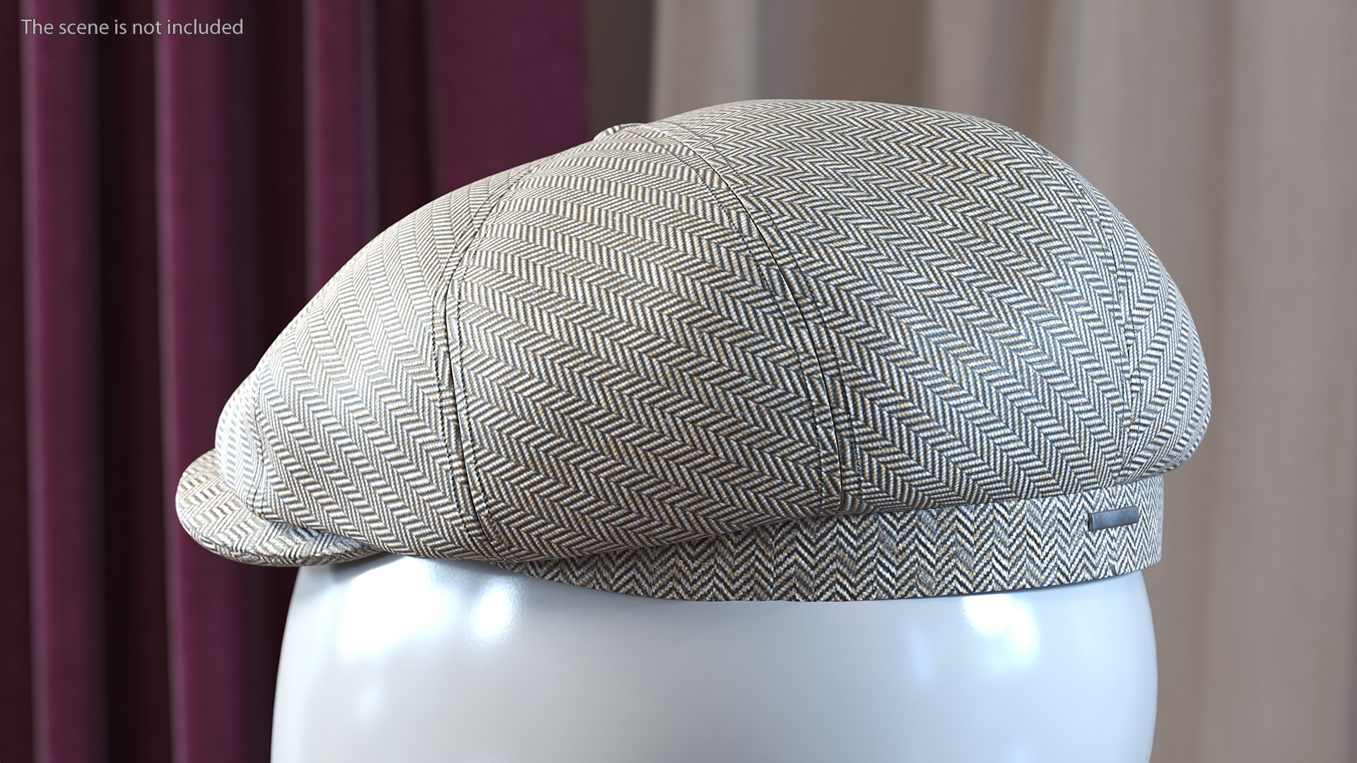 3D Wool Flat Cap Grey model