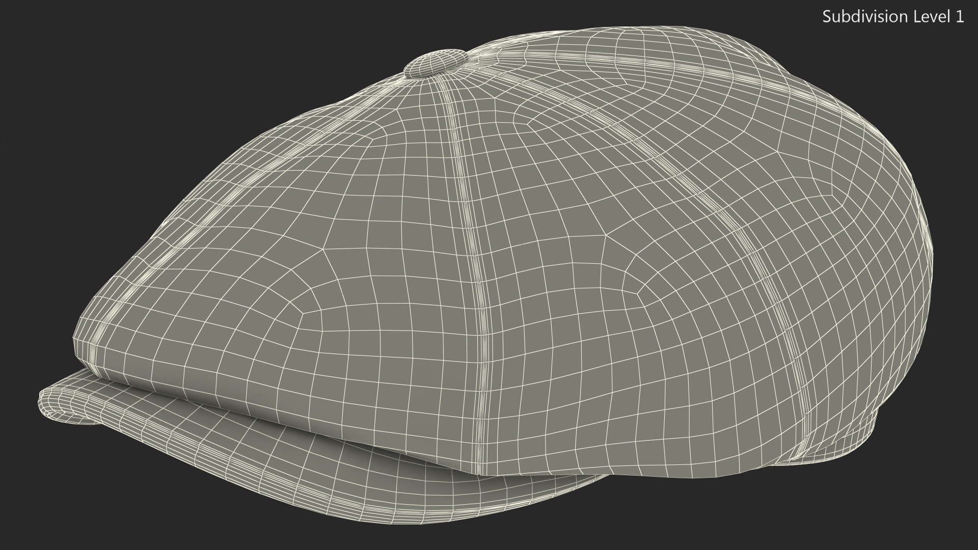 3D Wool Flat Cap Grey model