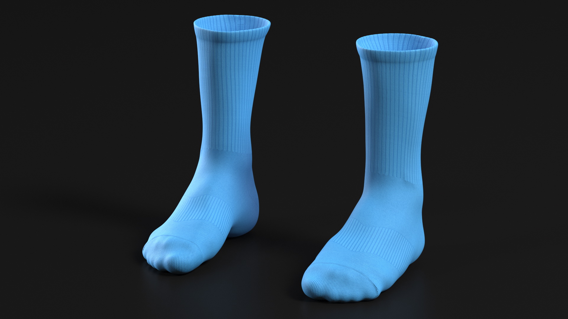 3D Long Socks Blue on The Foot Standing