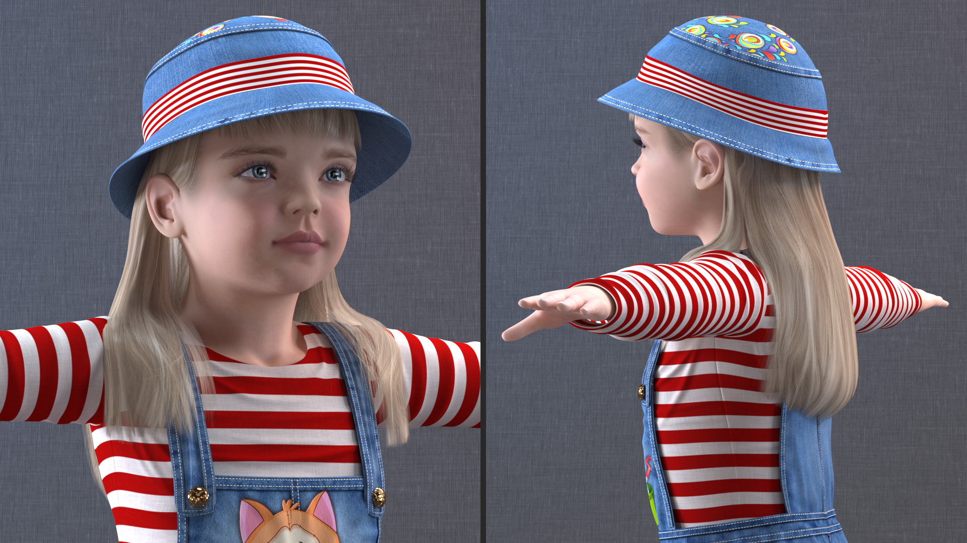 3D model Child Girl Street Style T-pose