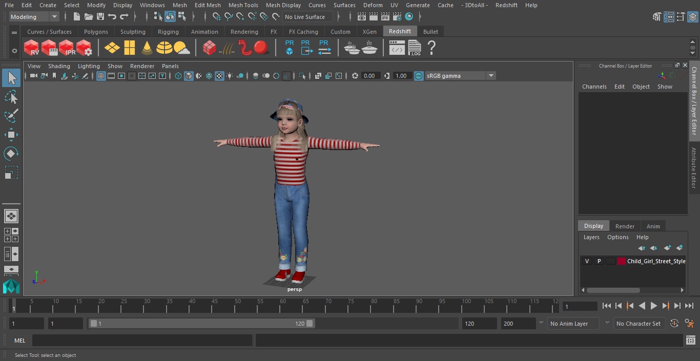 3D model Child Girl Street Style T-pose
