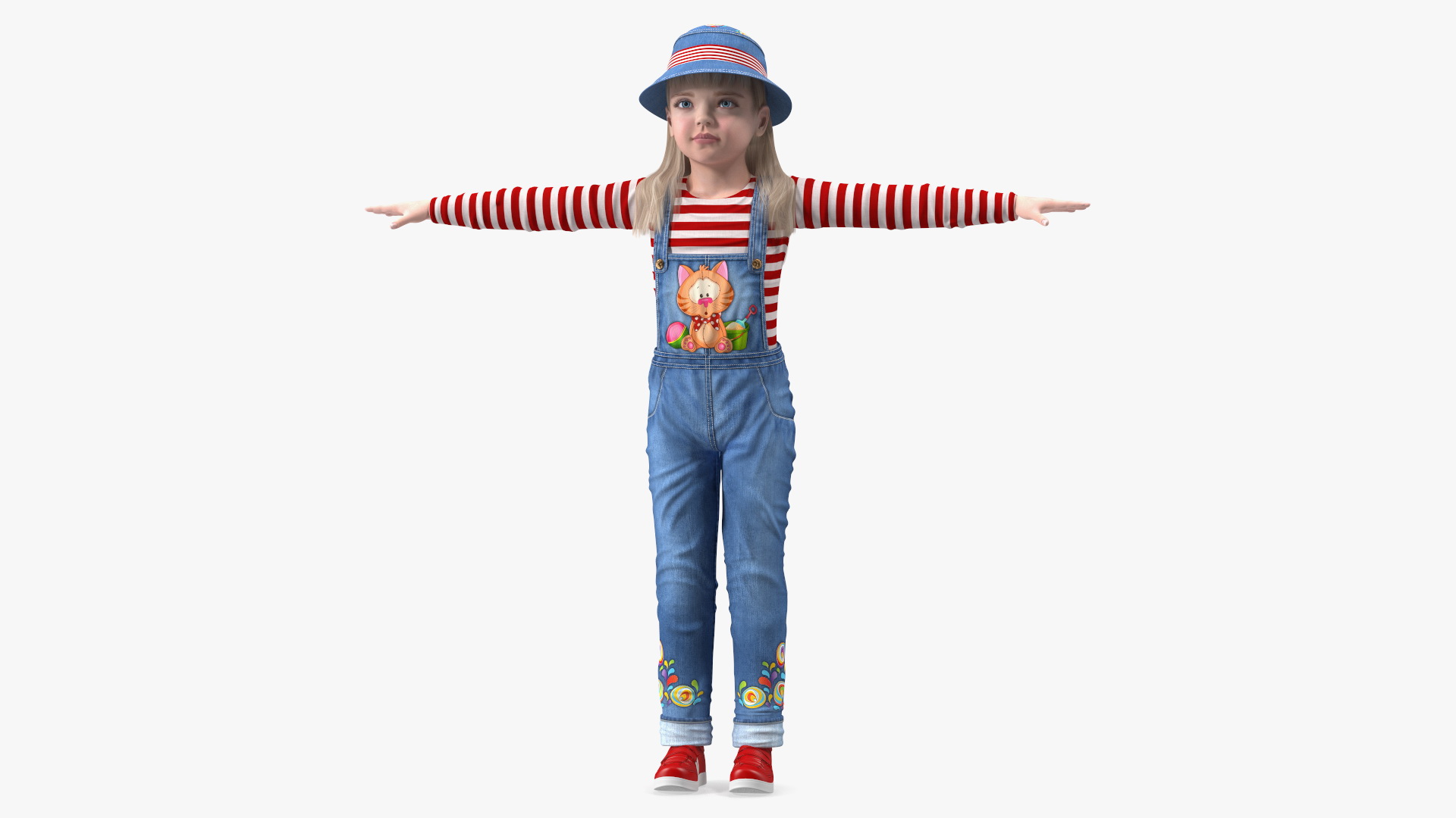 3D model Child Girl Street Style T-pose