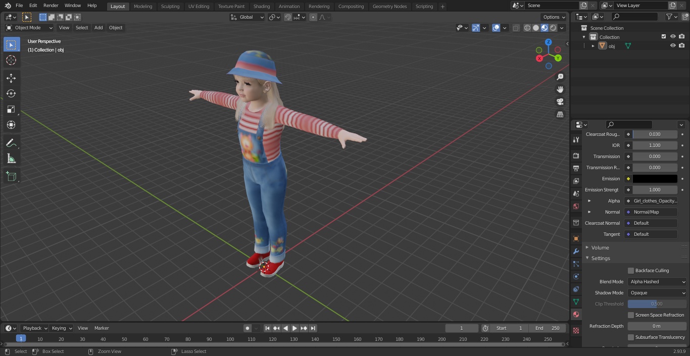 3D model Child Girl Street Style T-pose