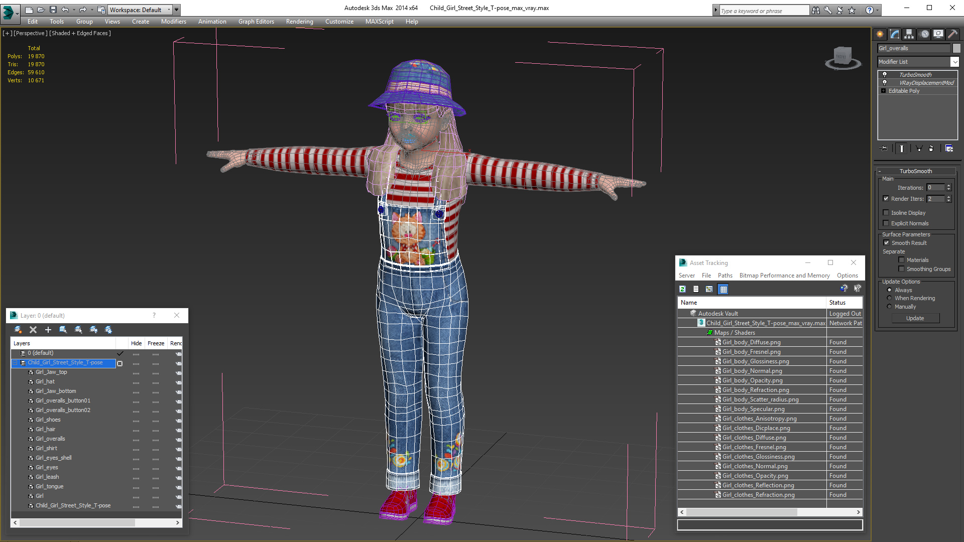 3D model Child Girl Street Style T-pose